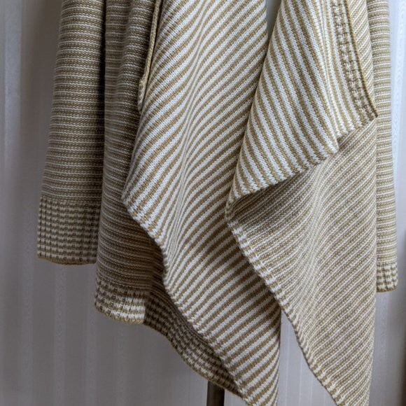 Merona Cardigan Women Medium Open Front Waterfall Striped Beige M - Picture 4 of 7